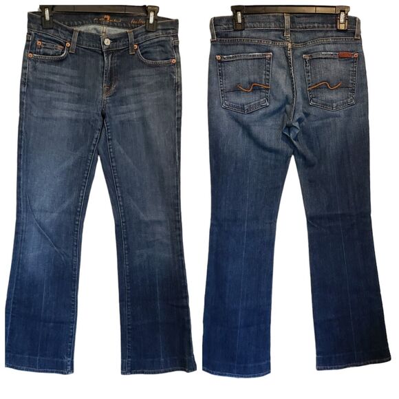 7 For All Mankind Jeans Mens 28 Bootcut Distressed Blue - Picture 1 of 15